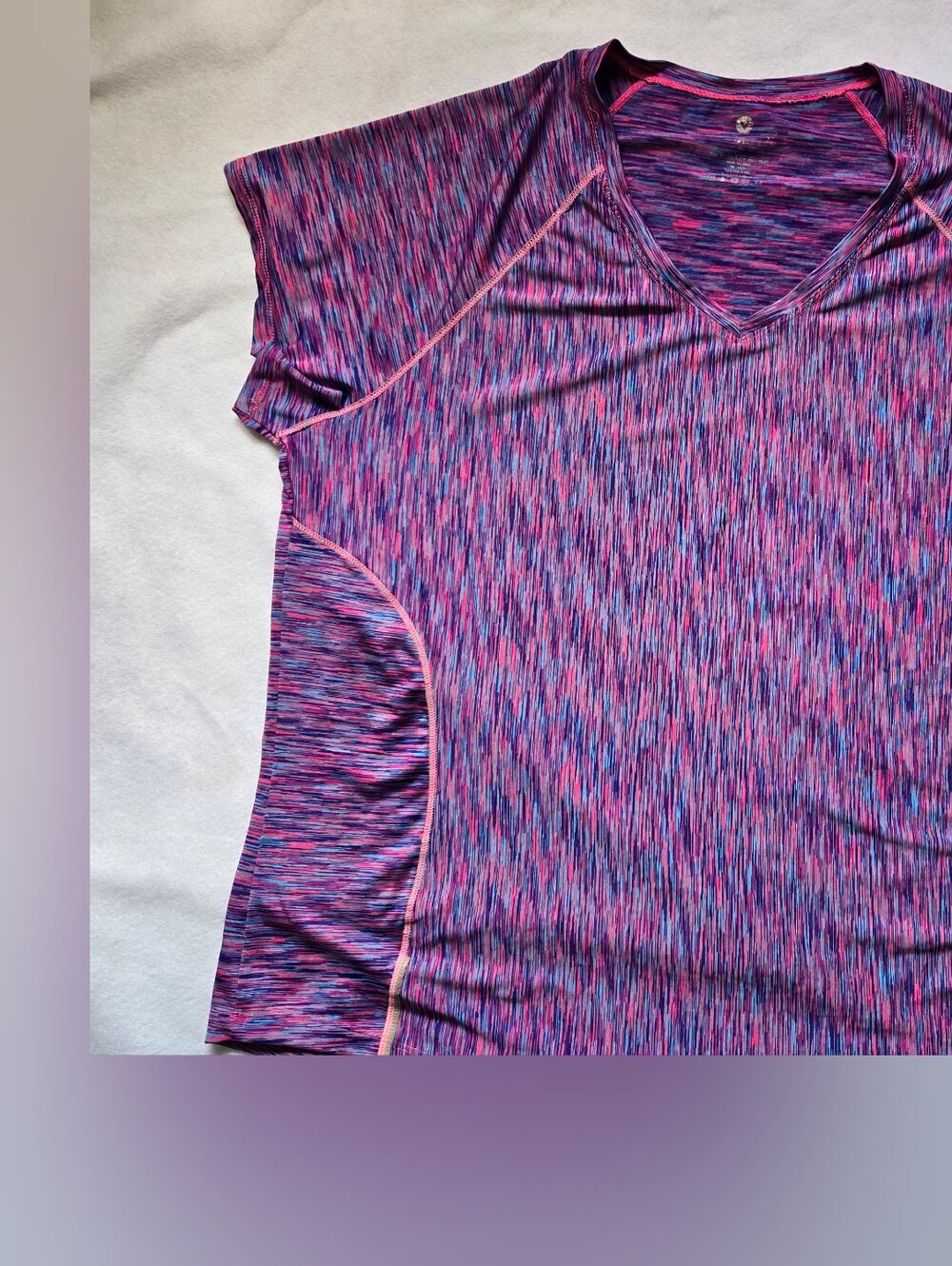 Velocity Women’s Purple Space-Dye Active V-Neck Top Size 2X